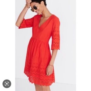 Like New Madewell Poppy Red Eyelet Lace Dress